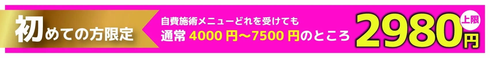 初めての方限定 施術メニューどれを受けても上限2,980円